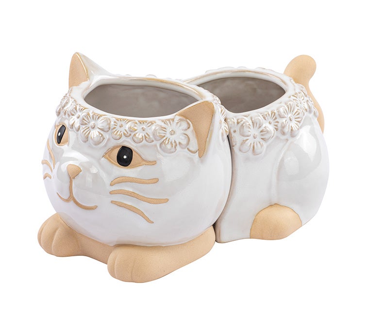 Charming Cat Split Planter