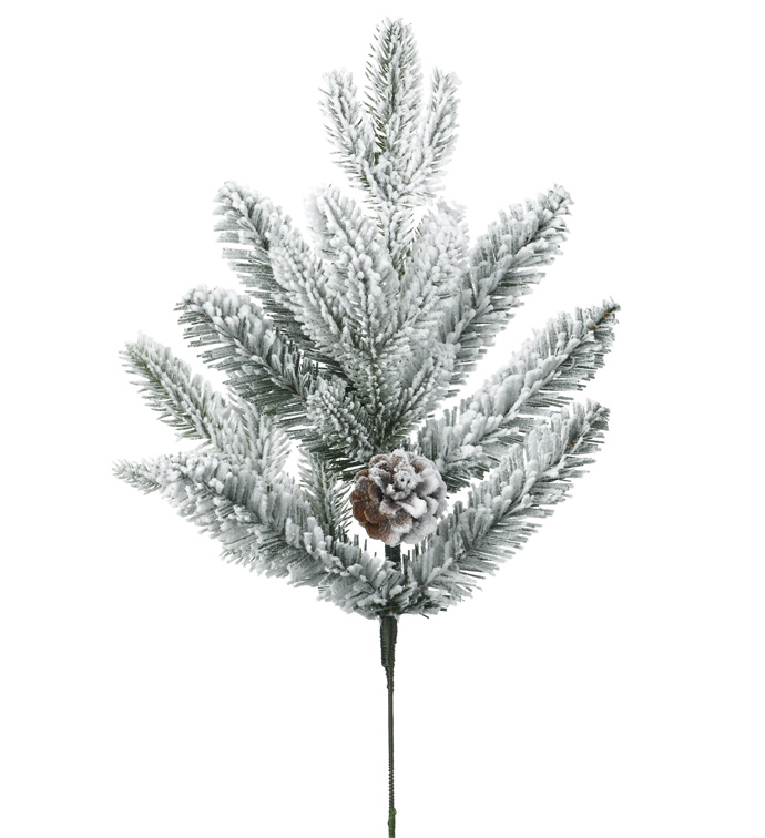 Flocked Mix Pine and Cone Pick