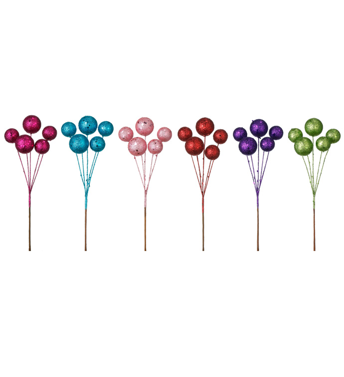 Glitter 5 Ball Pick, 6 Assorted Col