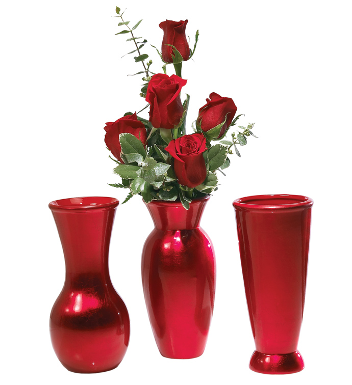 Red Bud Vase, 3 Assorted