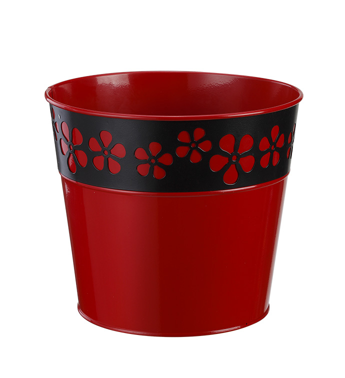 6.5" Red and Black Daisy Pot Cover