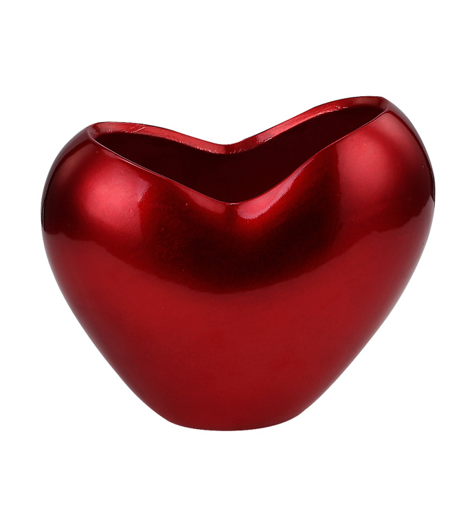 Metallic Red Heart Vase