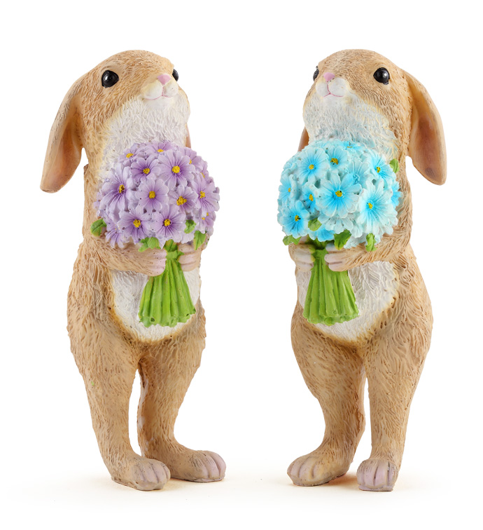 Bunnies with Bouquets, 2 Assorted