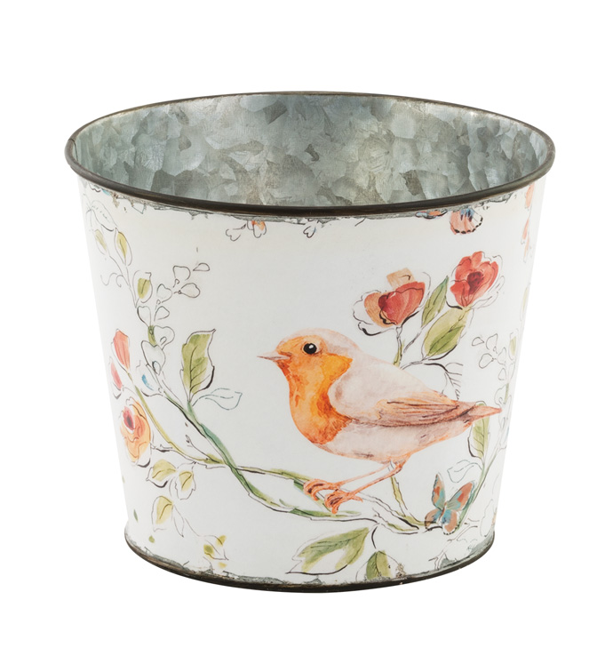 6.5" Coral Bird Decal Pot Cover