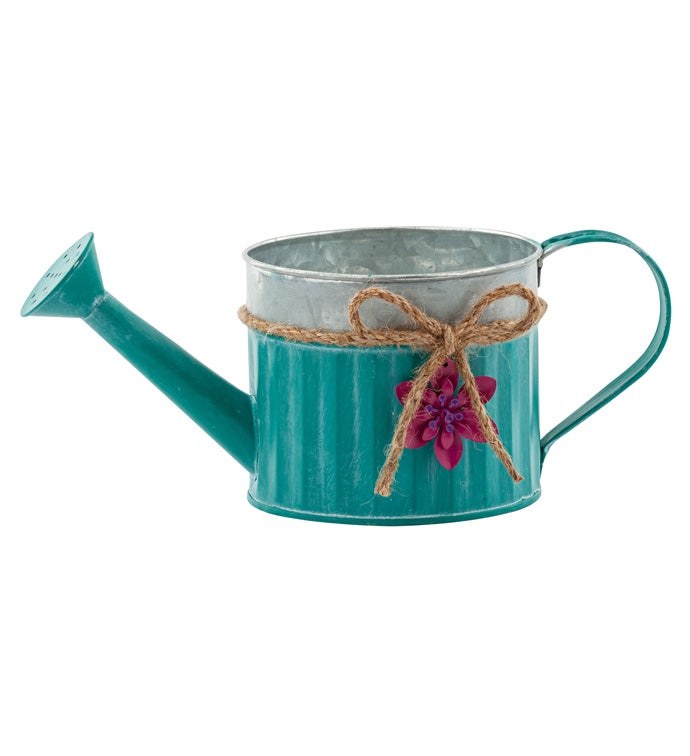 5" Teal/Pink Flower Watering Can   