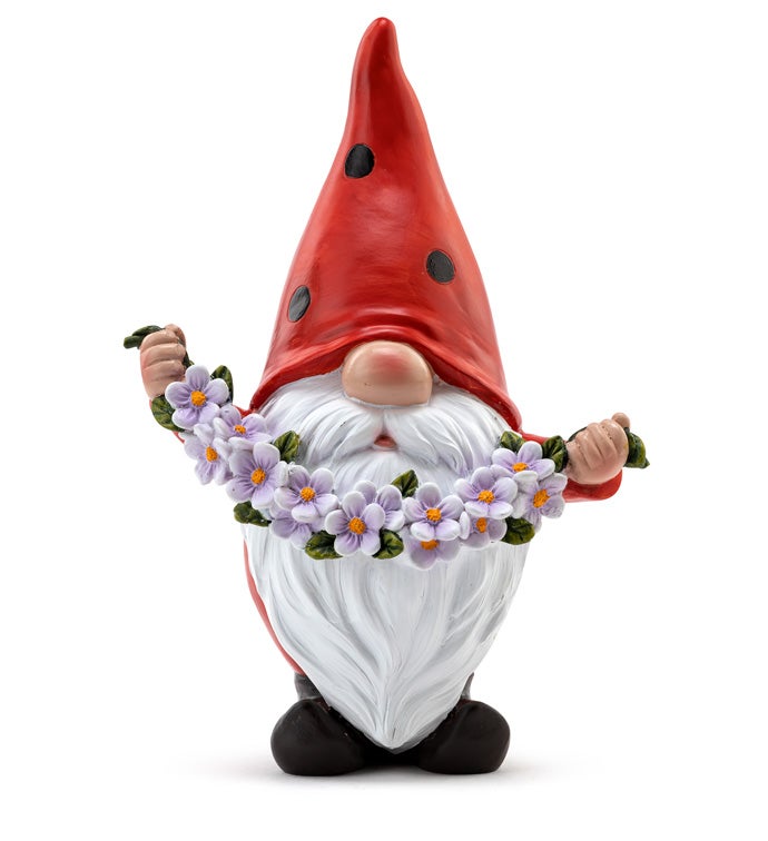 Ladybug Hat Gnome with Flowers     