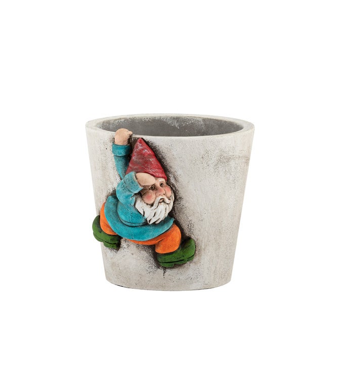 Small Pot with Peeking Gnome