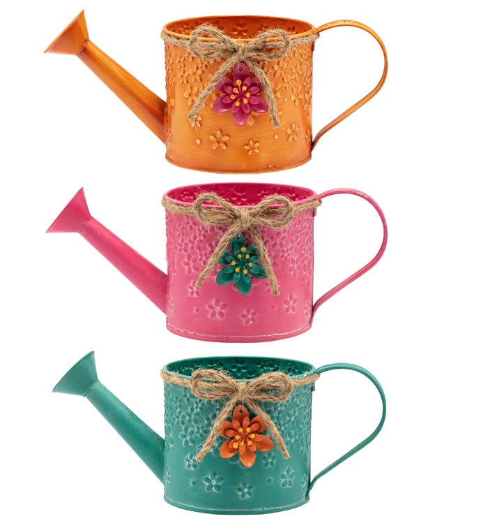 5" Flower Dangle Watering Can, 3 As