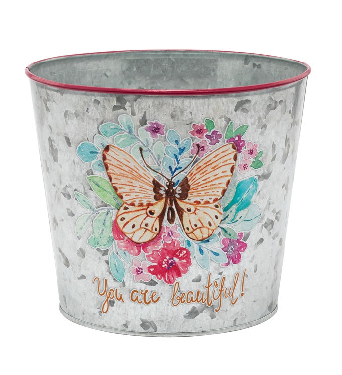 6.5" Monarch Decal Pink Pot Cover