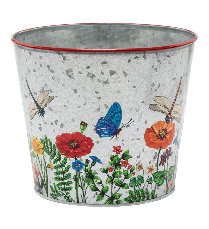 6.5" Dragonfly Decal Red Pot Cover