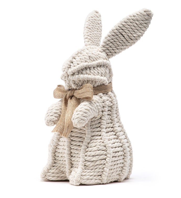 White Woven Standing Bow Bunny