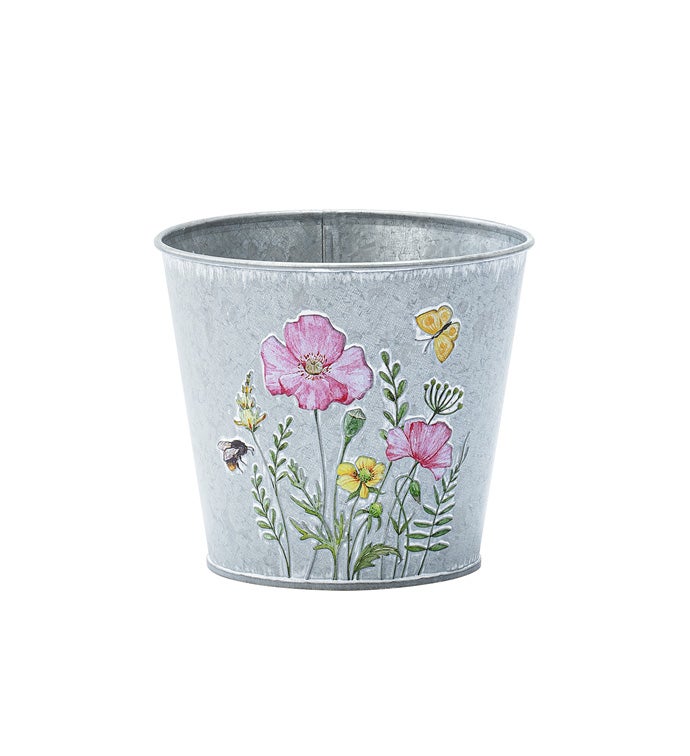 5" Floral Embossed Pot Cover