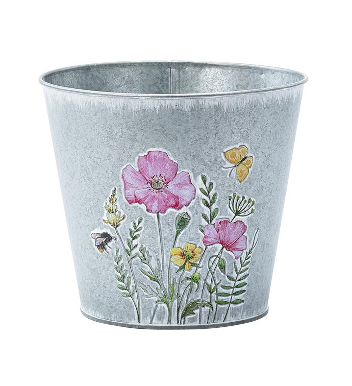 6.5" Floral Embossed Pot Cover