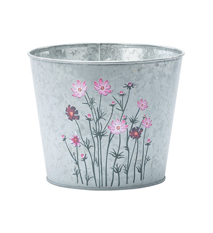 6.5" Pink Flowers Pot Cover