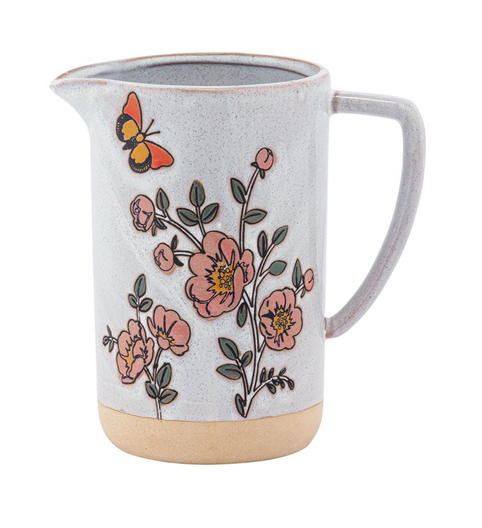 Large Flower/Butterfly Pitcher
