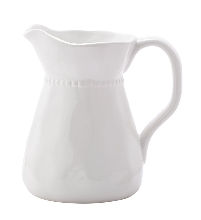 White Beaded Neck Pitcher