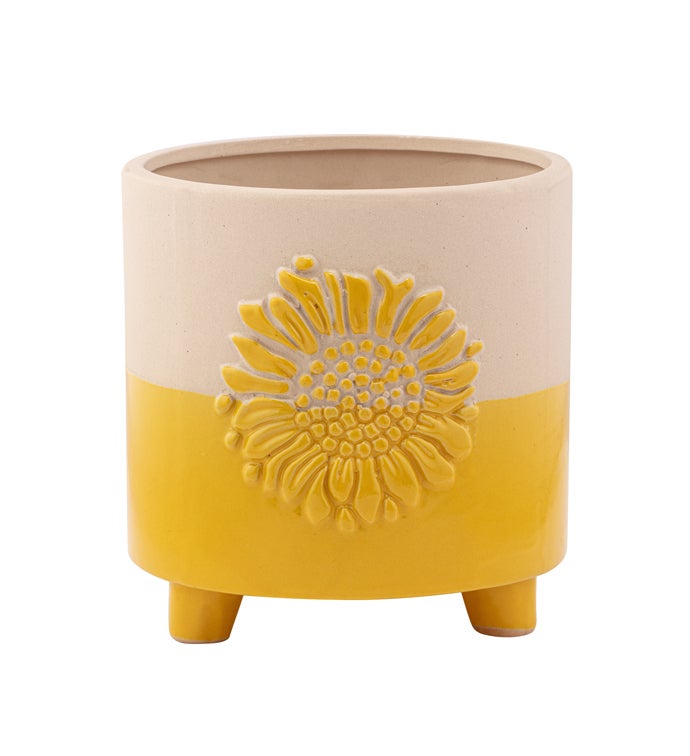 2 Tone Sunflower Footed Planter
