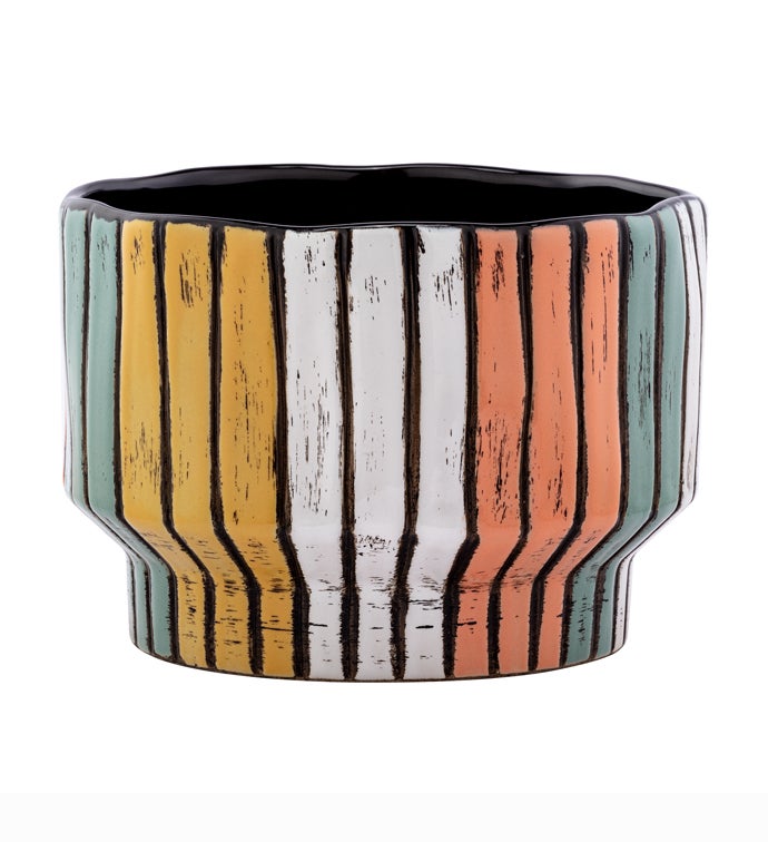 Yellow/Orange/Blue Stripe Planter