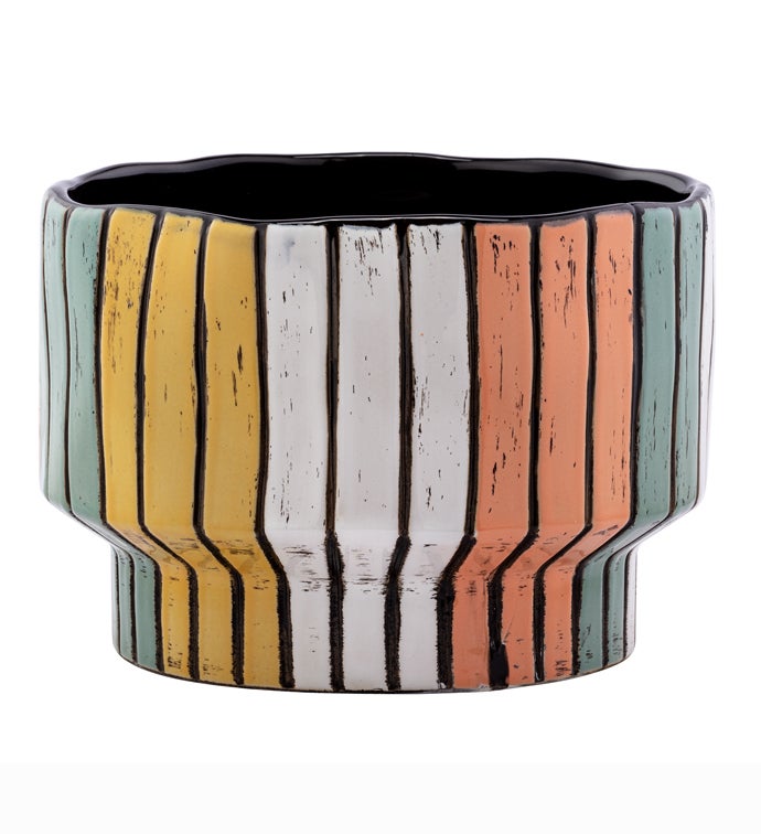 Large Yellow/Orange/Blue Stripe Planter