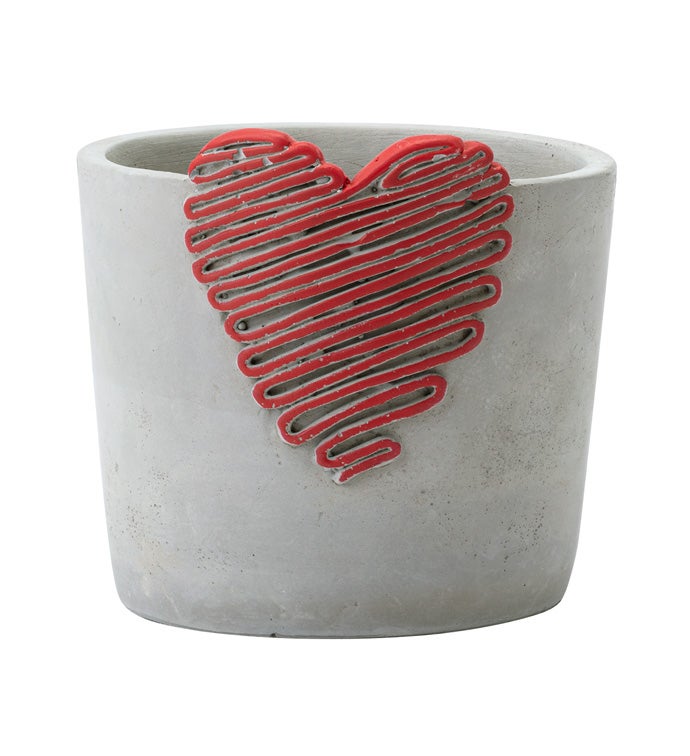 Large Red Curved Lines Heart Planter