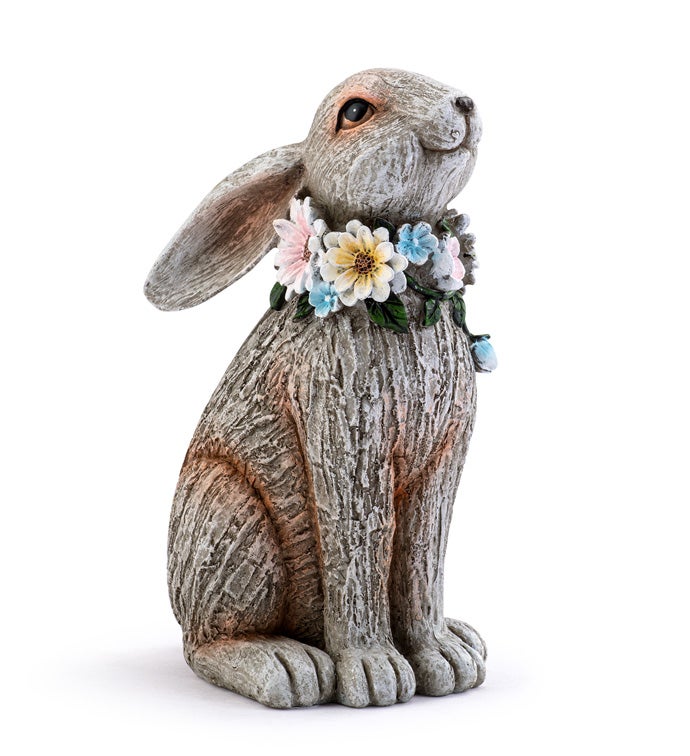 Smiling Flower Wreath Bunny