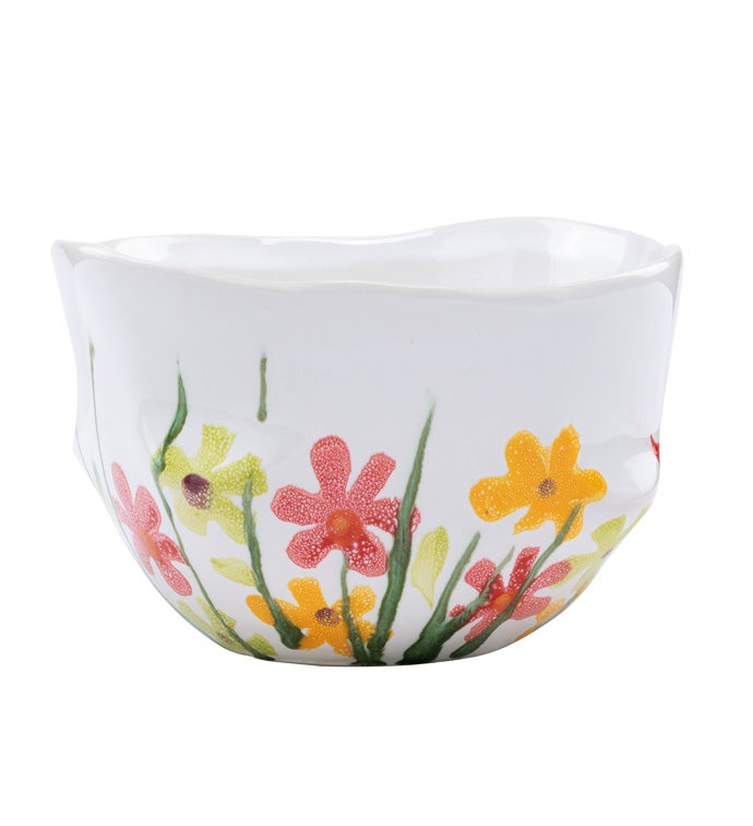 White Pastel Flowers Bowl