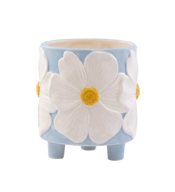 White Dogwood Wrap Footed Planter