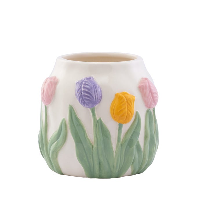 Pastel Tulips Round Planter