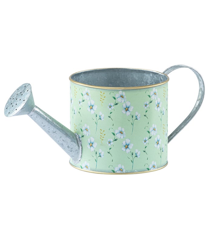 5" Green/White Flower Watering Can