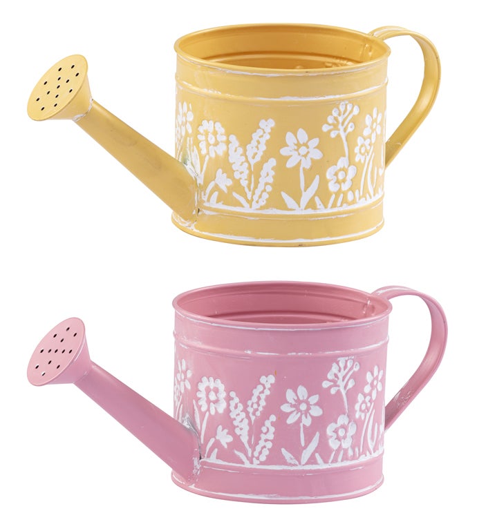 5" Embossed Flowers WaterIng Can  2 Assorted