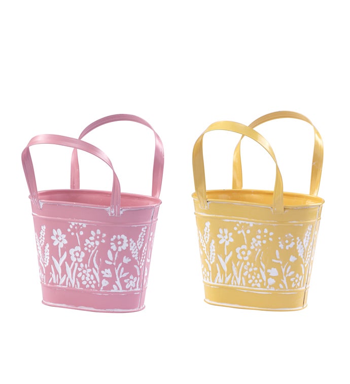 Embossed Flowers Handle Bag, 2 Assorted