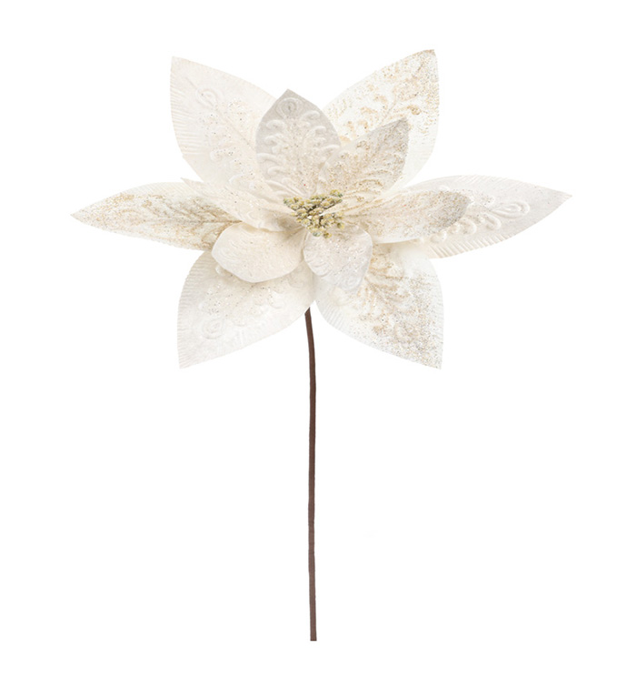 White Brocade Poinsettia Stem