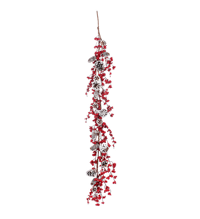 Red Berry White Cone Garland