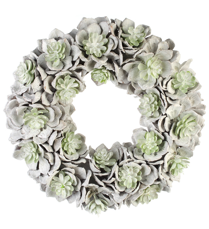 Large Frosted Succulent Wreath