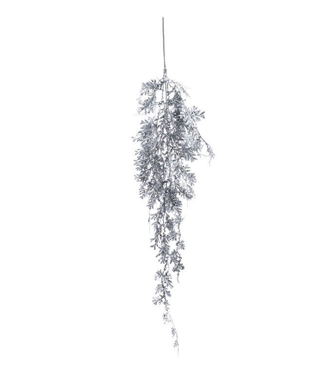 Silver Glitter Hanging Bush        