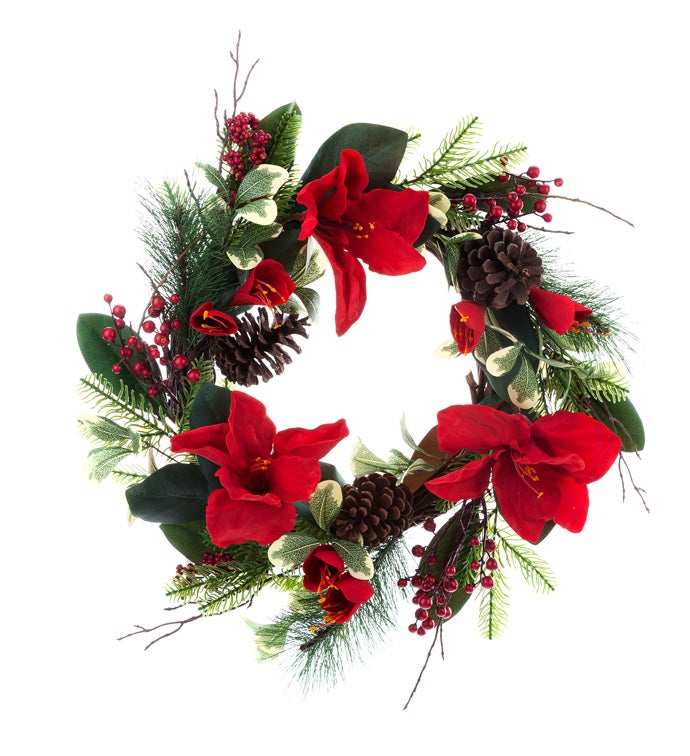 Red Amaryllis Wreath