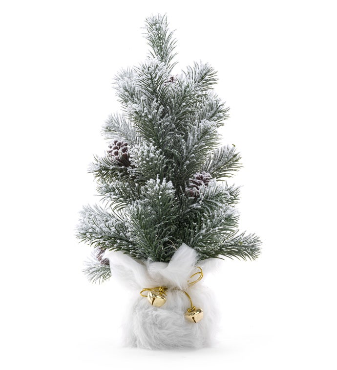 Snow Pine Tree with Fur Bag