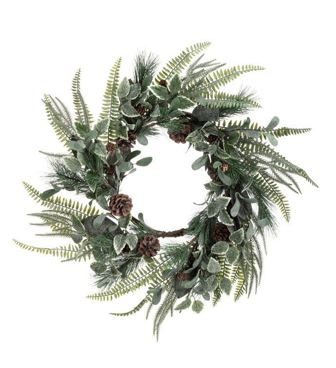 Fern Pine Cone Wreath with Gli