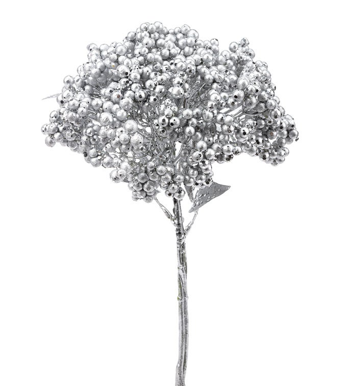 13" Silver Berry Cluster Pick