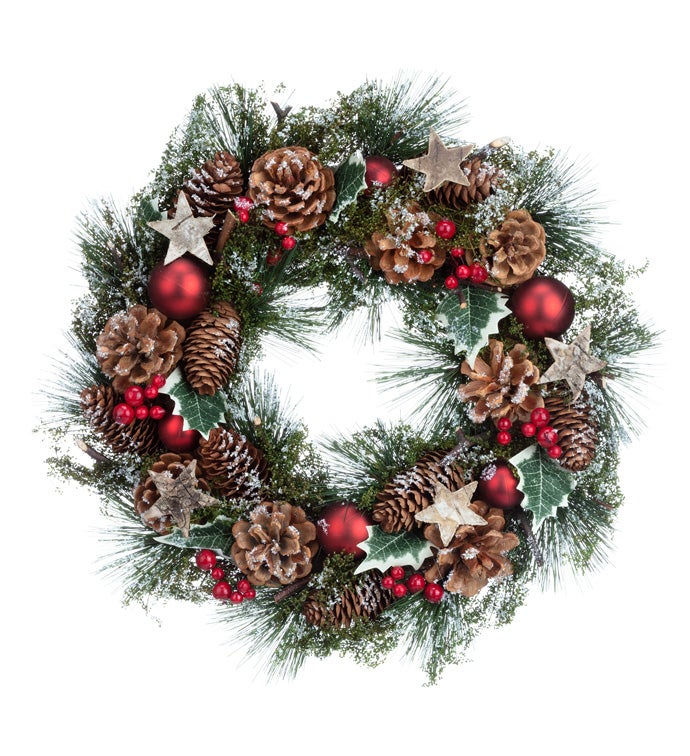 Pine Cone and Wood Star Wreath