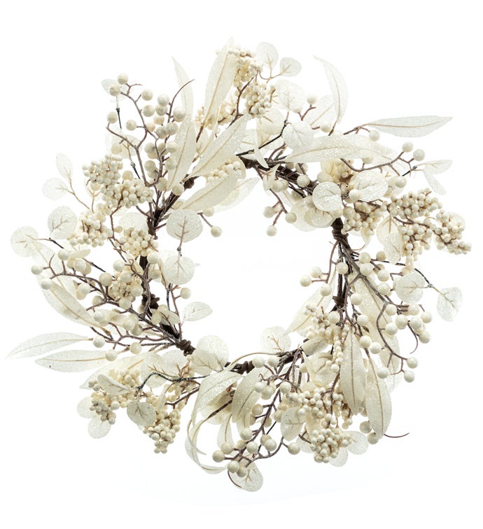 Cream Berry Leaf Wreath