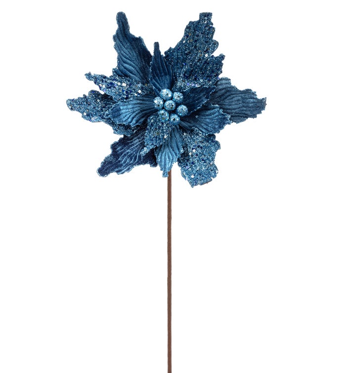 Blue 2-Tone Glitter Poinsettia