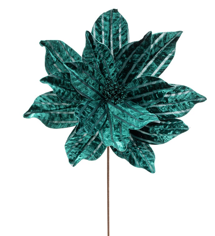 Emerald Glitter Velvet Poinsettia