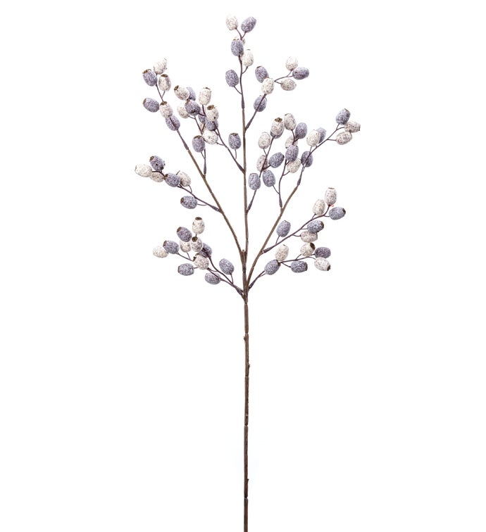 Gray/White Oval Berry Spray