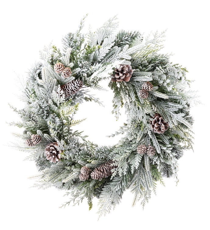 Frosted Douglas Fir with Cones Wreath