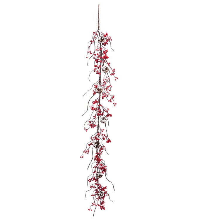 Snowy Red Berry Cone Garland
