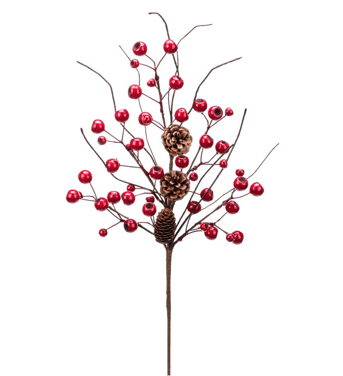 Twig Red Berry Cone Spray