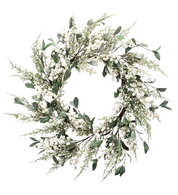 White Cluster Berry Leaf Wreath