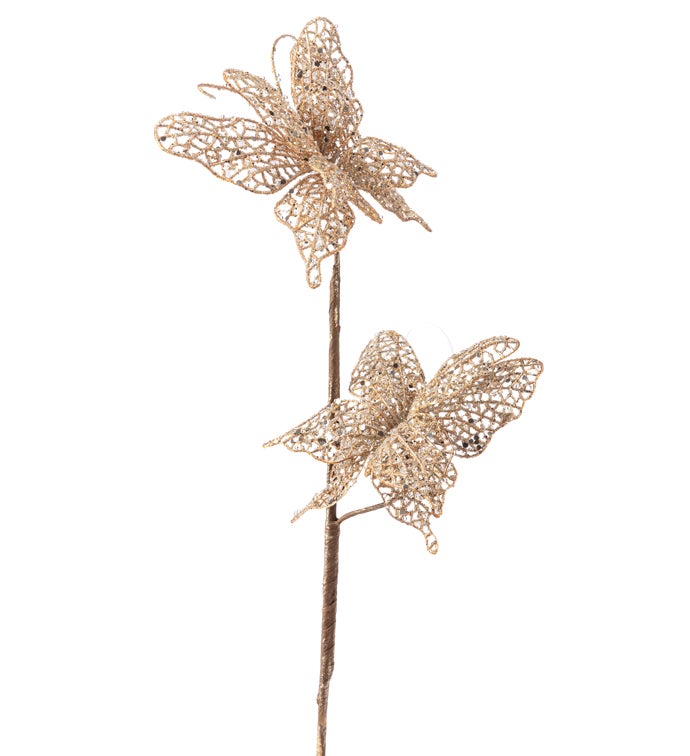 Gold Glitter Butterfly Spray