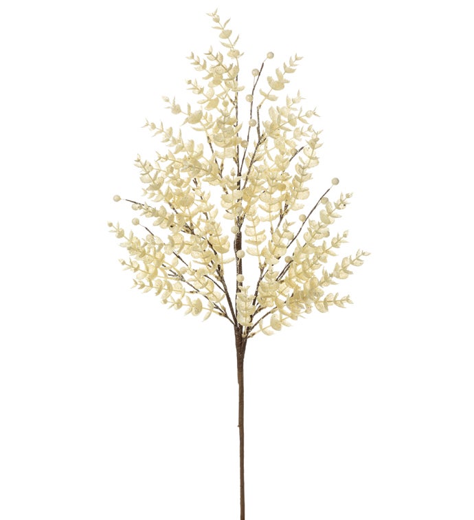 Ivory Glitter Eucalyptus Berry Spray